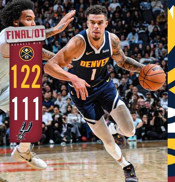 NBA今日消息:掘金122-111击败马刺 约基奇46+9+10 文班亚马20+23