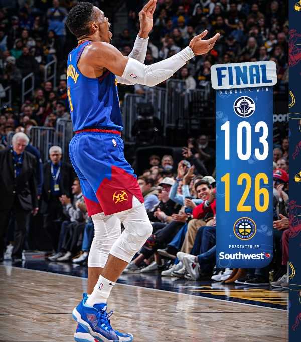 NBA战报消息:掘金126-103大胜快船 威少19分6板8助 哈登15投16分5失误 鲍威尔30分