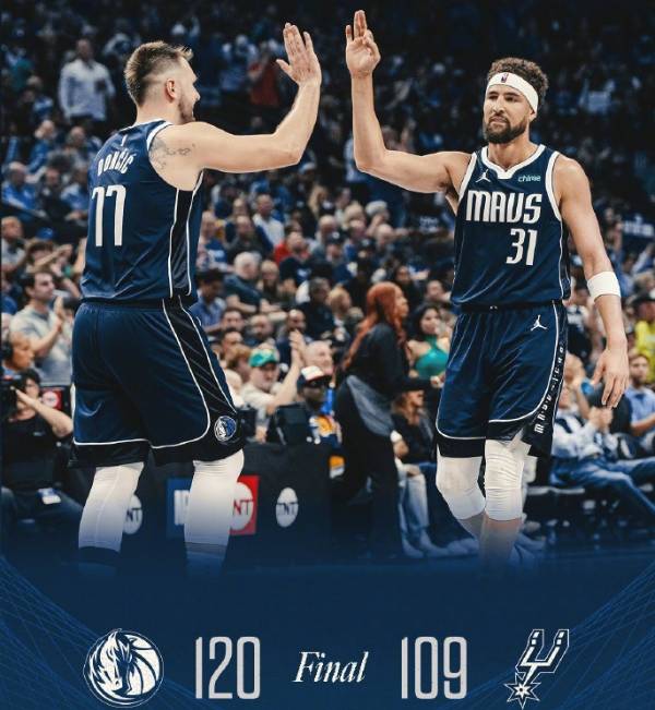 NBA：独行侠120-109击败马刺 东契奇28分10板8助 汤普森首秀22分7板