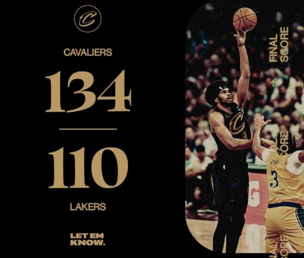NBA:骑士134-110大胜湖人 米切尔24分7助 老詹26分浓眉22分13板