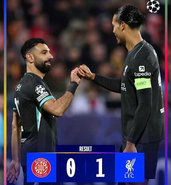 欧冠：利物浦1-0赫罗纳唯一不败提前晋级 迪亚斯造点 萨拉赫点射制胜
