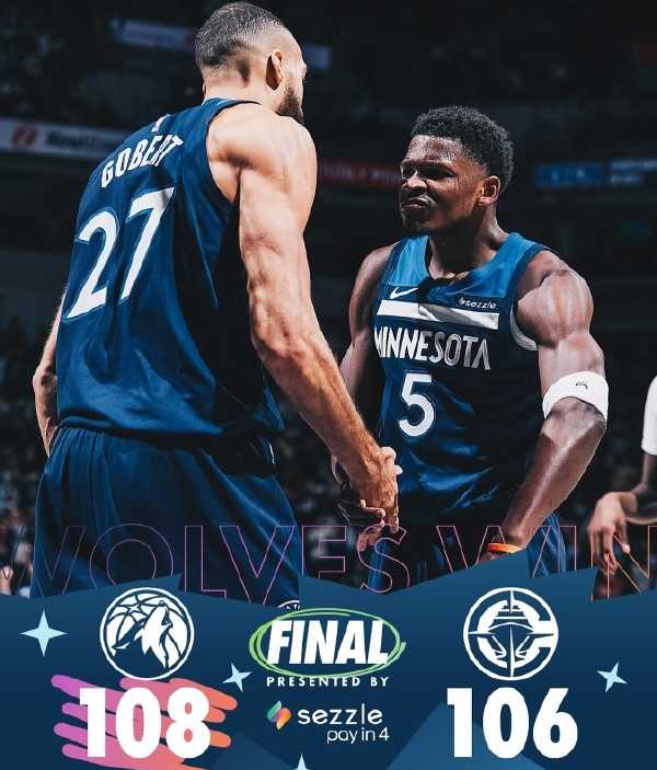 NBA战报：森林狼108-106险胜快船，爱德华兹37分7板8助，小卡仅8分入账