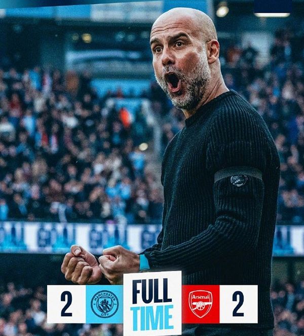 英超回放-阿森纳2-2战平曼城 哈兰德曼城生涯100球，特罗萨德染红，斯通斯读秒绝平