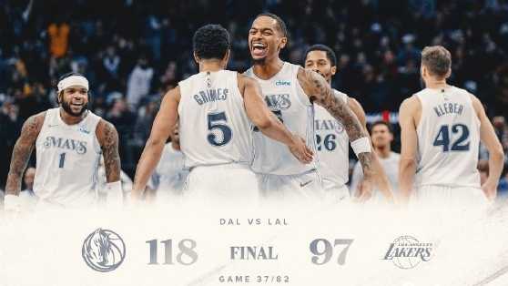 NBA:湖人97 - 118爆冷21分惨败独行侠 格莱姆斯23分9板6助 老詹18分10板8助