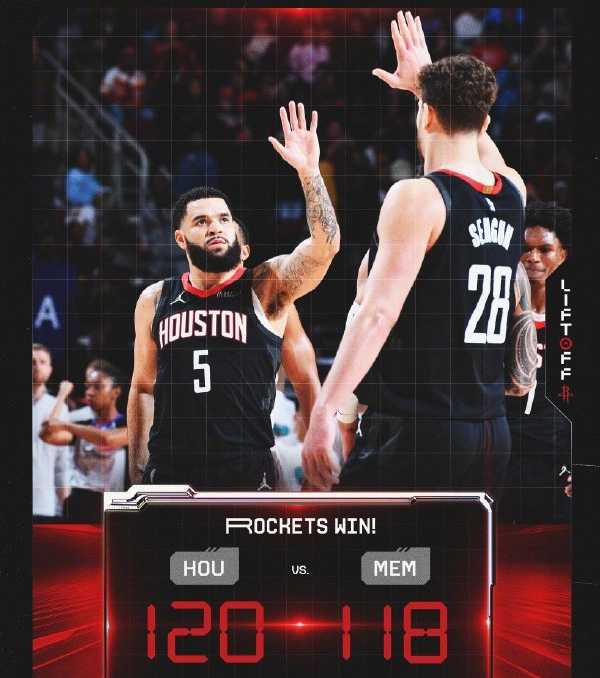 NBA常规赛：火箭120-118击败灰熊 格林42分 莫兰特29分