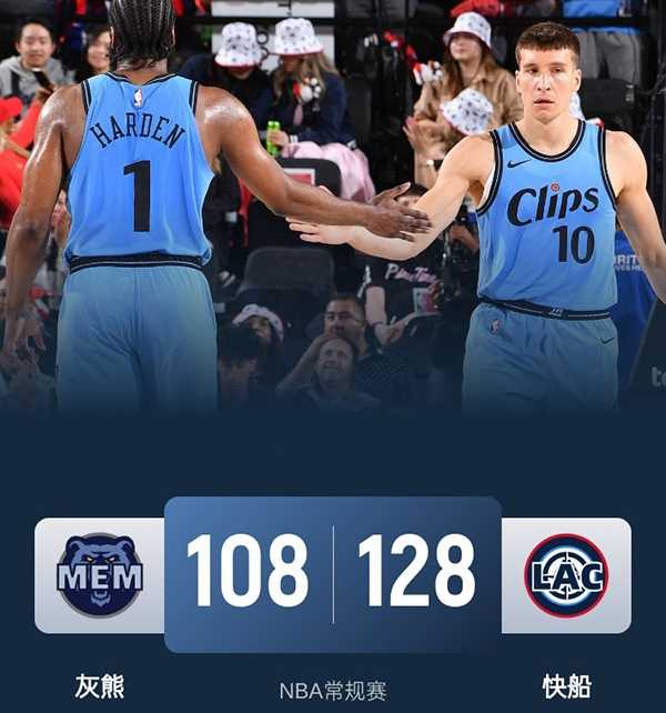 NBA战报:快船128-108灰熊 哈登30+9主导战局,莱昂纳德23+10,杰克逊23分